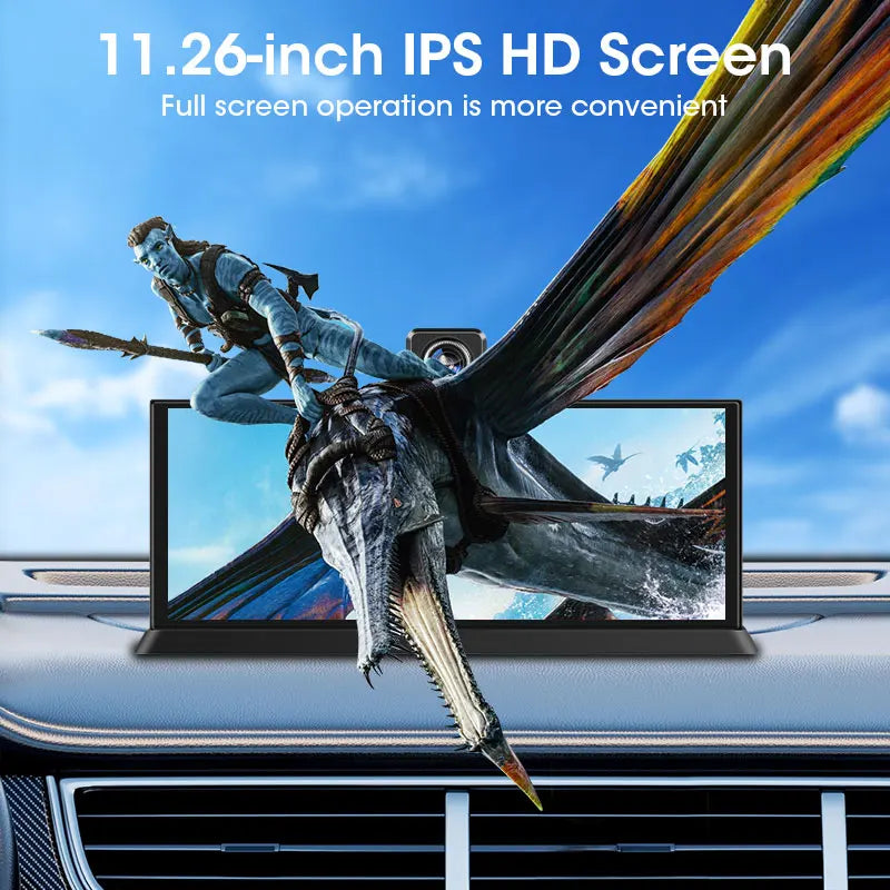 Srnubi Universal 11.26” Car DVR Wireless Carplay Android Auto 4K Front 1080P Rear Camera Dashcam GPS Navi Dashboard 24H Parking