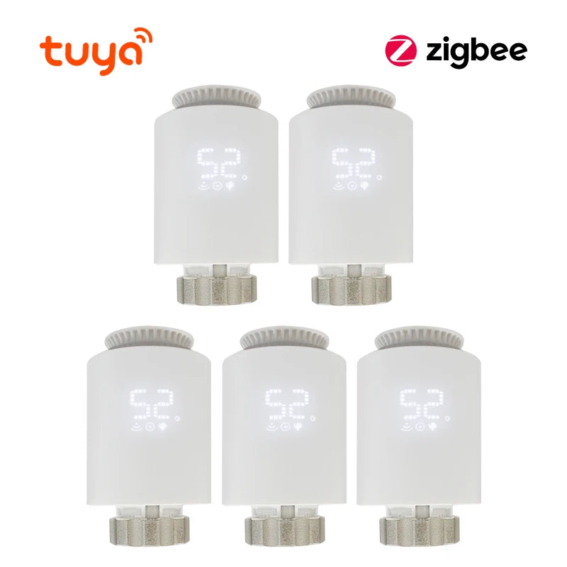 Tuya Zigbee 3.0 Thermostatic Valve Radiator Actuator Valve Zigbee Thermostatic Radiator Valve Head Temperature Controller Alexa
