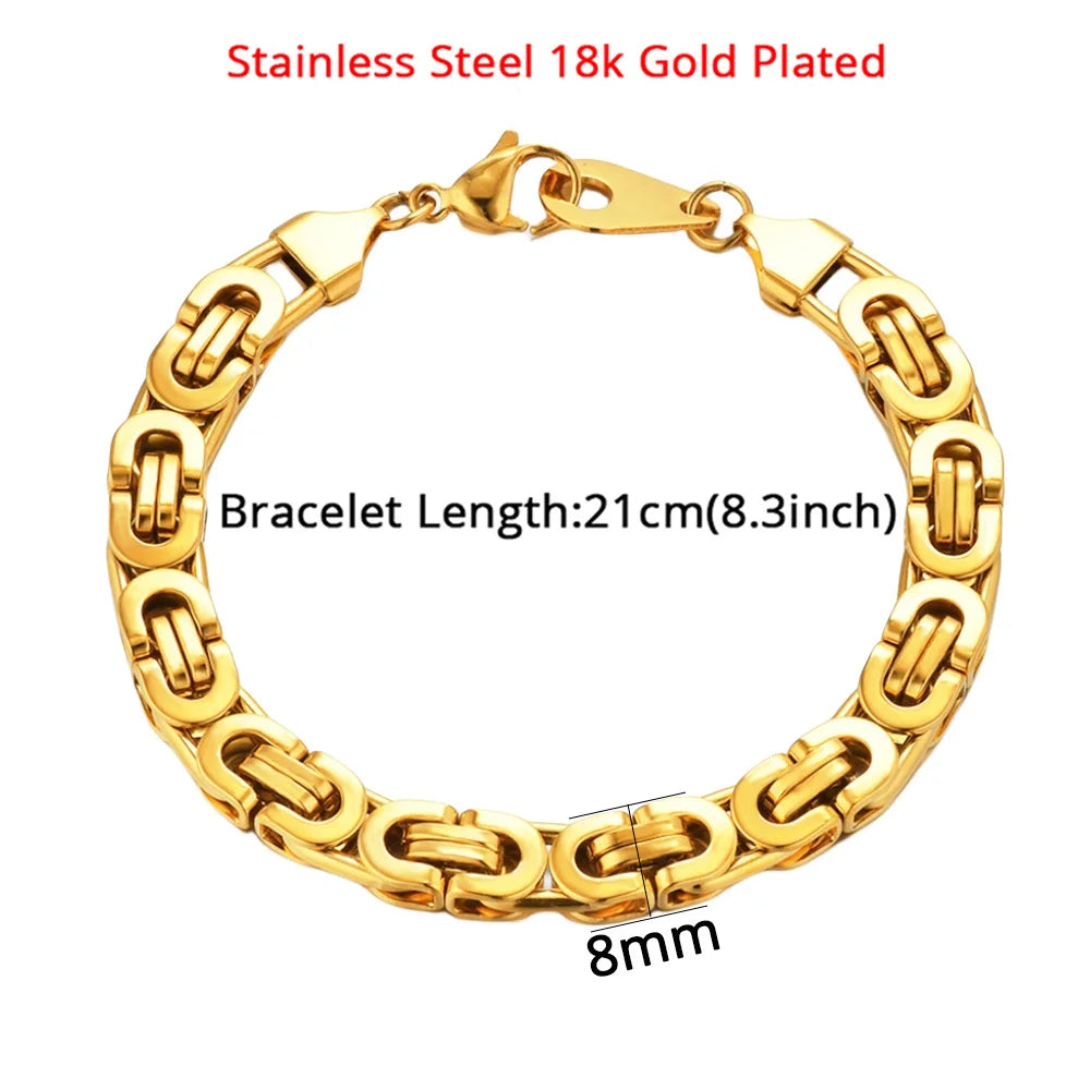 Men's 316L Stainless Steel Male Bracelet Wholesale Gold Silver Color Braclet Chunky Cuban Chain Link Bracelet For Man Jewelry