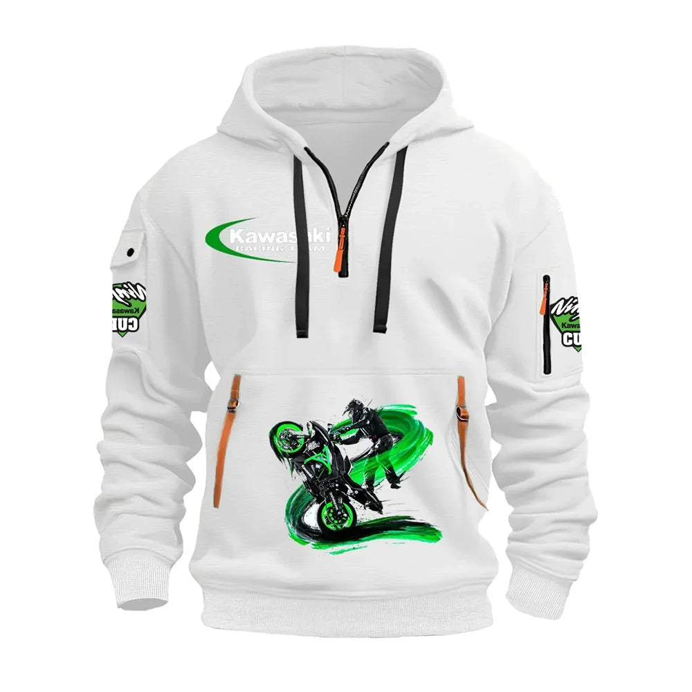 Kawasaki men's fashionable hooded sweatshirt, paired with high-quality printed hooded sweatshirts for spring and autumn seasons