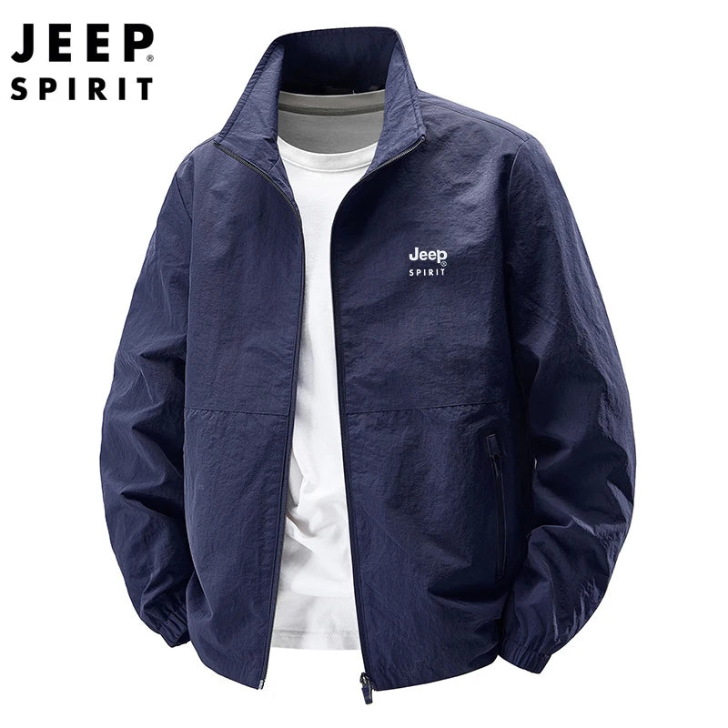 JEEP spirit men's jacket thin spring and autumn leisure stand collar outdoor fashion sports top