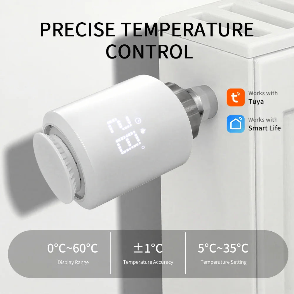 Tuya Zigbee 3.0 Thermostatic Valve Radiator Actuator Valve Zigbee Thermostatic Radiator Valve Head Temperature Controller Alexa