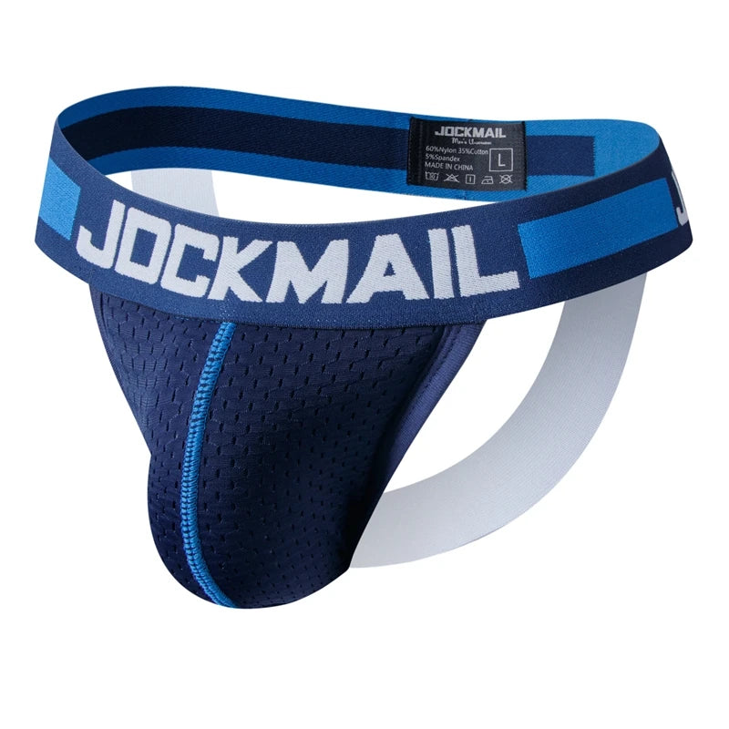 JOCKMAIL New Jocks Men Mesh Low Waist Sexy Men Underwear Briefs Gay Penis Pouch Wonderjock Bikini Underwear Man Jockstrap thong