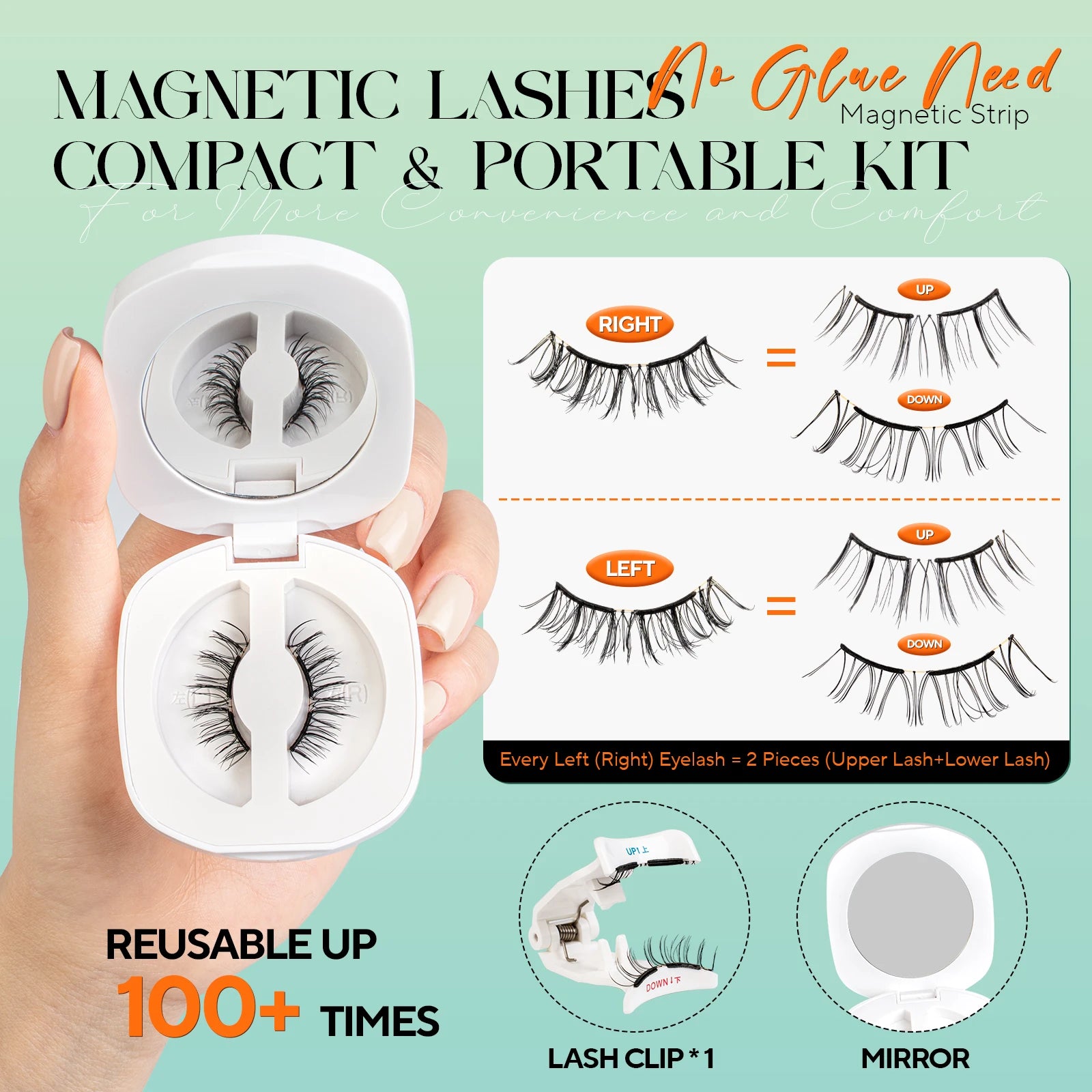 VYRILA Soft Magnetic Eyelashes No Glue Needed Reusable Natural Look 3D Lashes Easy Apply Soft Magnetic Lashes Kit for Eye Makeup