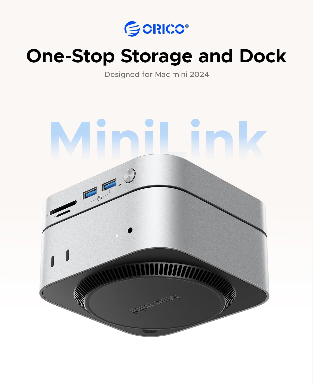 ORICO MiniLink USB C Hard Drive Enclosure Docking Multi Interface Converter SD/TF 4.0 USB4 Transfer Designed for MacMini M4 Dock