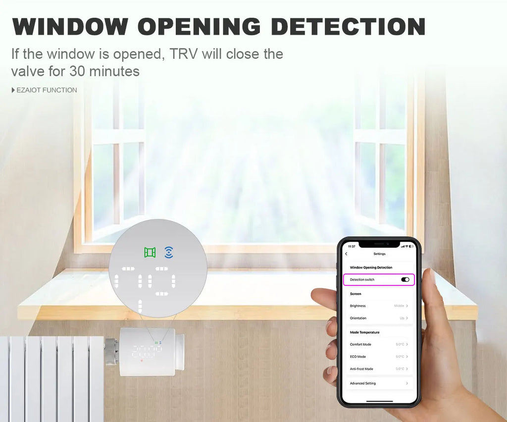 Smart WiFi/ZigBee TRV Thermostat Tuya Radiator Thermostatic Valve Programmable Controller Actuator Alexa Google Voice Control