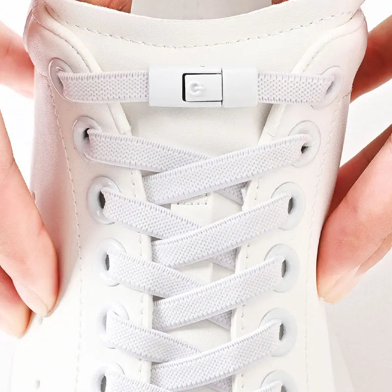 No Tie Shoe Laces Press Lock Shoelaces Without Ties Elastic Laces Locking Without Detachment 8mm Widened Flat Shoelace for Shoes