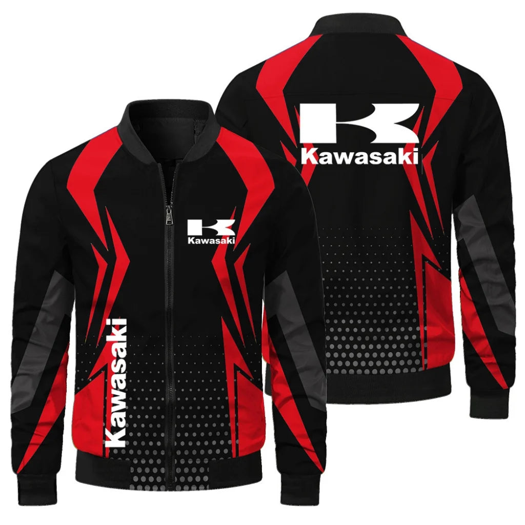 New Kawasaki Men's Racing Jacket 3D Printed Oversized Fashion Outdoor Sports Jacket Casual Windproof Riding Motorcycle Jacket
