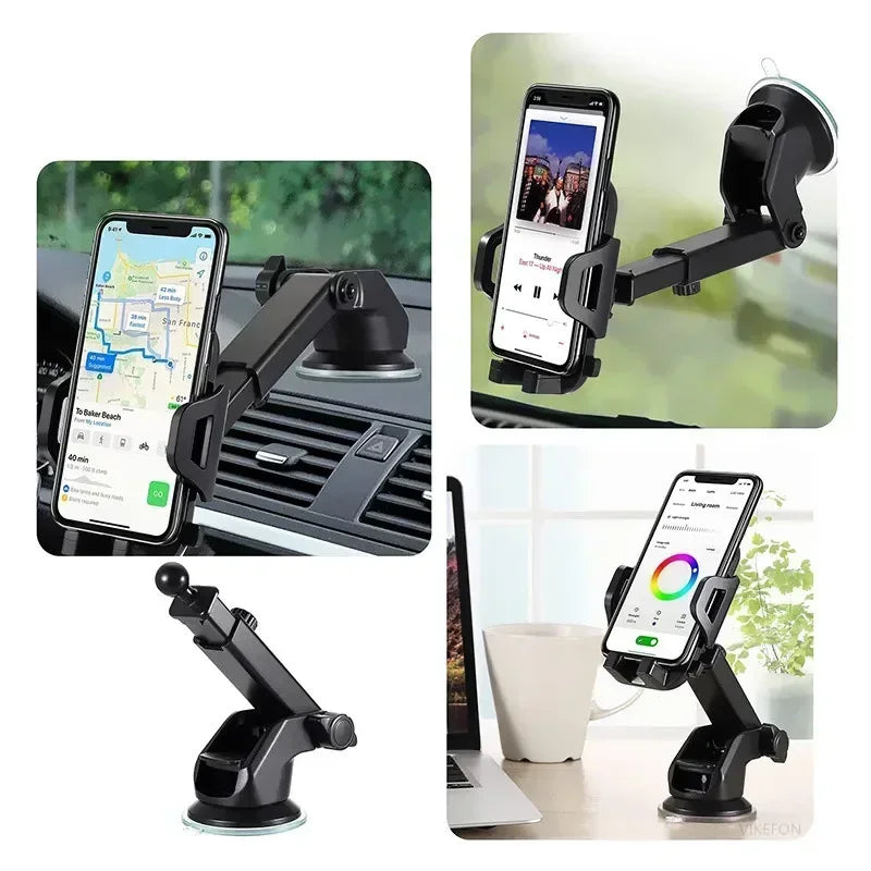 360° Windshield Car Phone Holder Car Dashboard Mobile Cell Support Bracket Universal Sucker for iPhone 16 15 14 Samsung Xiaomi