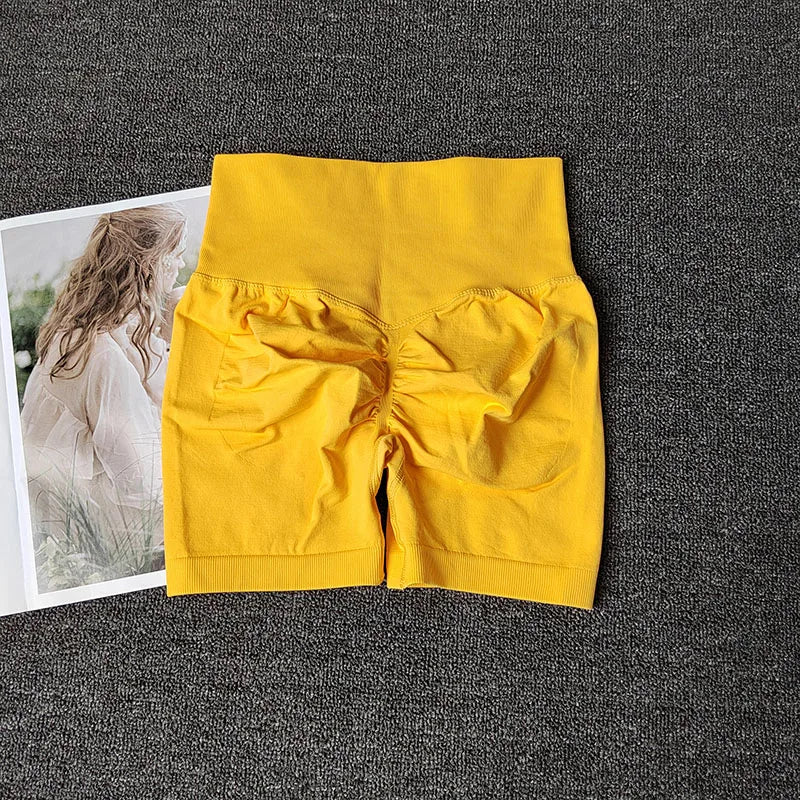 Yoga Shorts Peach Hot Girls Three-Cross Pants High Waist Knitted Pressure Running Sport Elastic Belly Lifting Butt Tight Pants