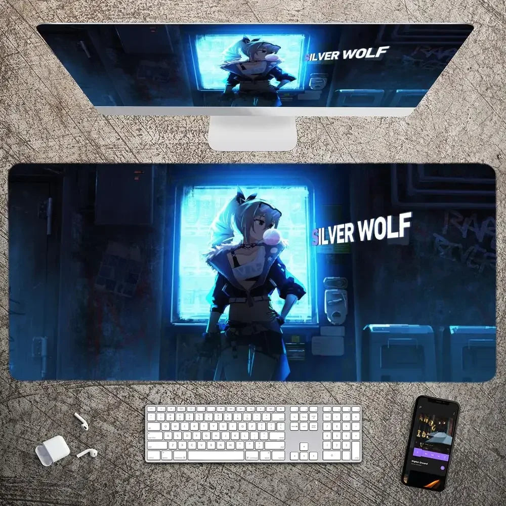 New Arrivals Silver Wolf Honkai Star Rail Mousepad Large Gaming Mouse Pad LockEdge Thickened Computer Keyboard Table Desk Mat