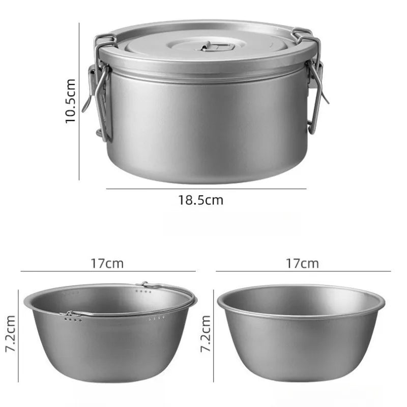 Outdoor Lightweight Titanium Pot Portable Travel Useful Large Capacity Camping Cooking Pot Family Picnic Camp Cooking Supplies