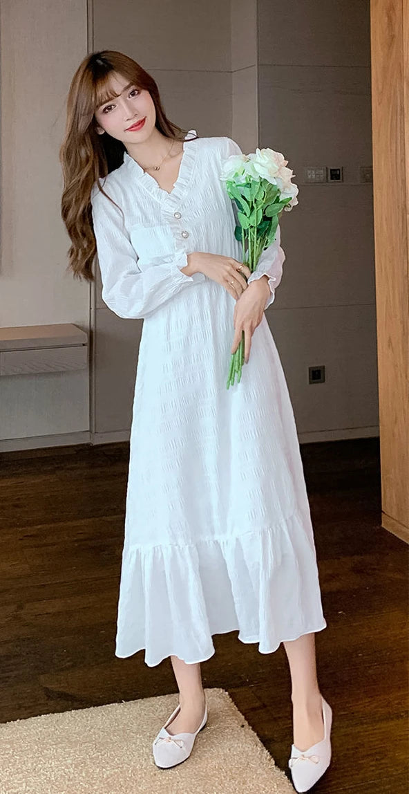 Clothing Holiday Female Dresses 2025 Beach Women's Dress Midi Long Sleeve X New Features of Cotton Summer Luxury Loose Trendy Xl