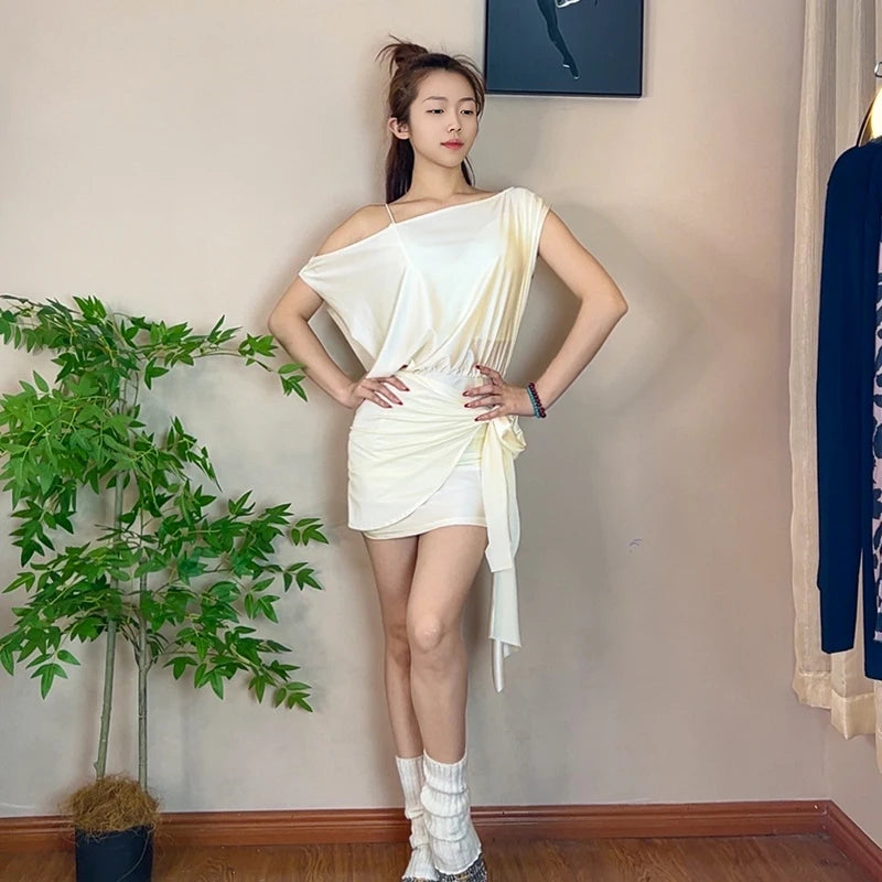 Customized Latin Dance Costumes Women's Adult Training Clothes Dresses Tops Loose Cover Shirts Lace Up Dance Clothing