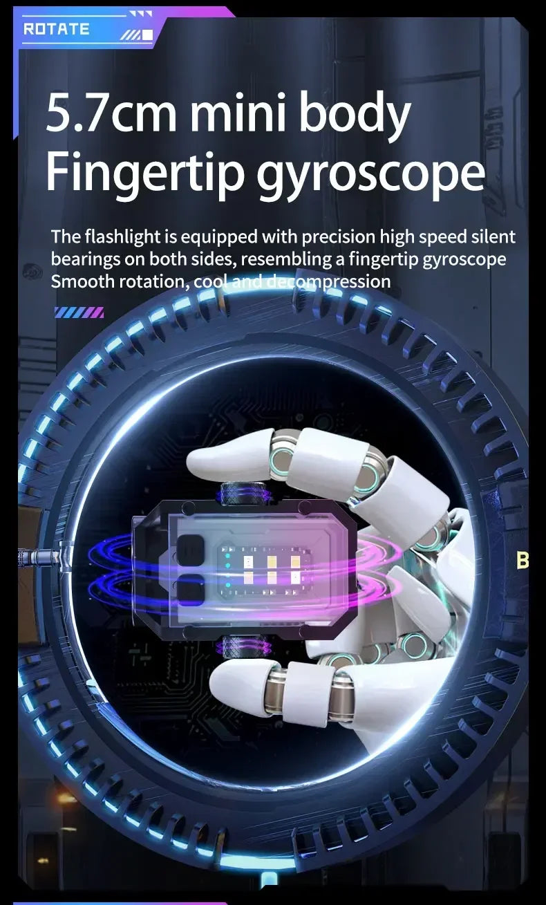 Mini LED Keychain Light Portable Magnetic EDC Flashlight Outdoor Camping Fishing Emergency Work Hat Clip Lamp With FingertipGyro