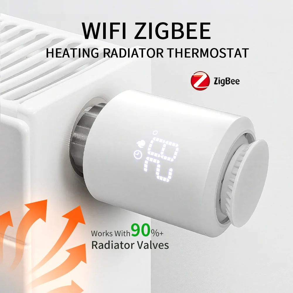 Tuya Zigbee 3.0 Thermostatic Valve Radiator Actuator Valve Zigbee Thermostatic Radiator Valve Head Temperature Controller Alexa