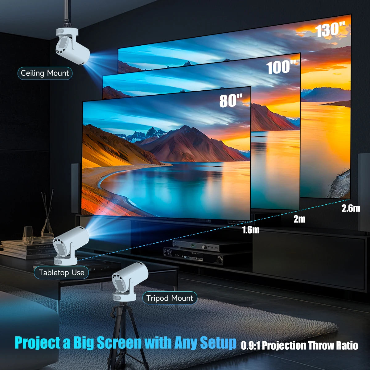 Magcubic 8K Wifi6 Projector 290ANSI Android 14 Dual WIFI Allwinner H726 BT5.0 1280*720P Home Cinema Outdoor portable HY300 Pro +