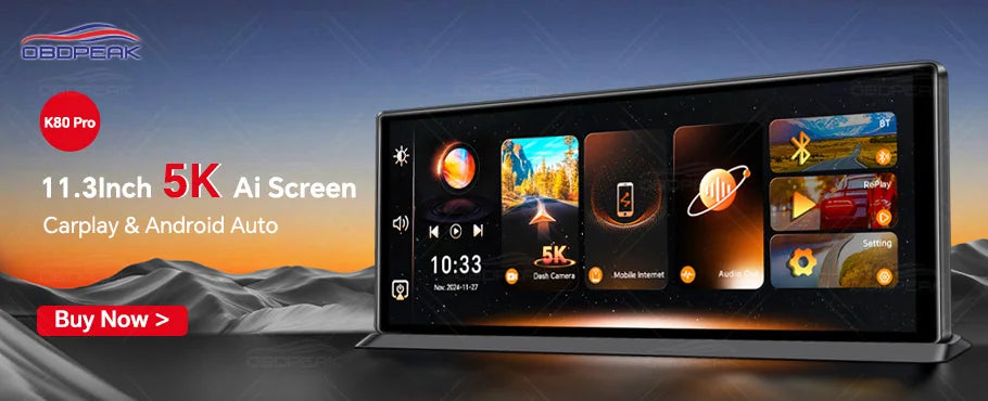 K2 Pro 11.3" Car DVR 4K Camera Wireless Carplay Android auto Ai Screen Dash Cam Dual Len Video Recorder GPS Navigation Dashboard
