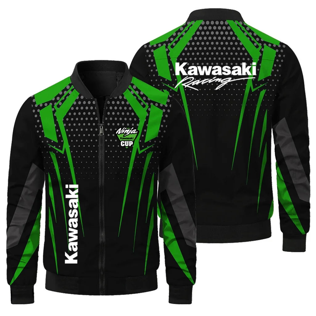 Kawasaki Racing Jacket Extreme Sports Kawasaki Men's Jacket Outdoor Oversized Sports Motorcycle Jacket Kawasaki Men's Top