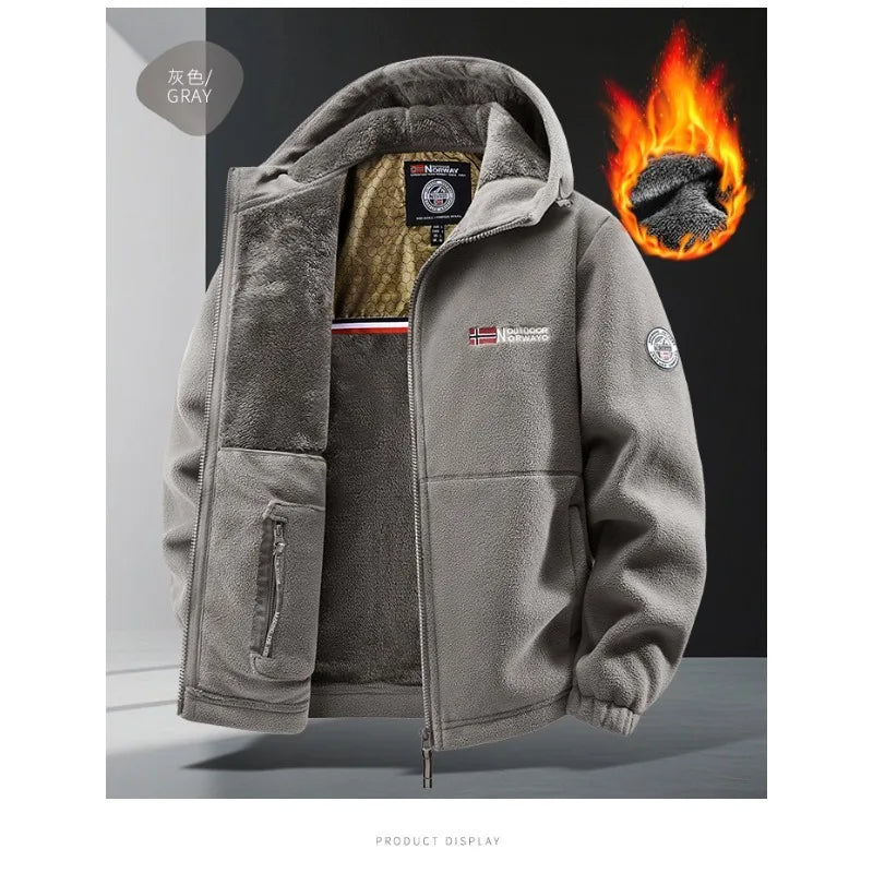 Winter New Fashion Trend Retro Sports Thick Warm Lamb Wool Jacket Men's Casual Loose Comfortable High-Quality Plus Size Jacket