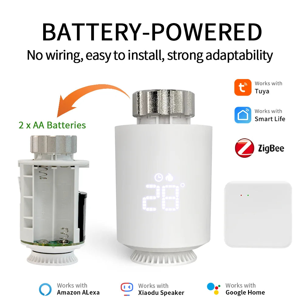 Tuya Zigbee 3.0 Thermostatic Valve Radiator Actuator Valve Zigbee Thermostatic Radiator Valve Head Temperature Controller Alexa