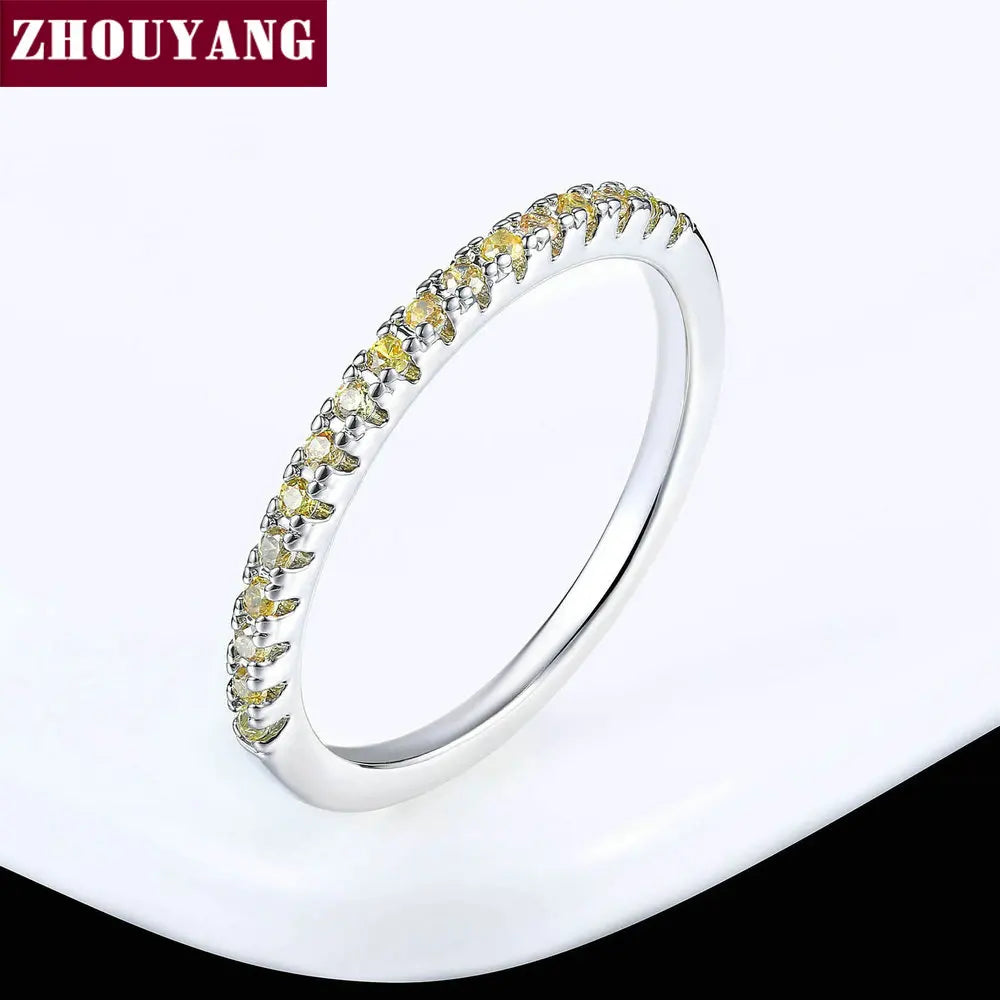 Dainty Wedding Ring For Women Man Concise Classical Multicolor Mini Zircon Rose Gold Color Fashion Jewelry R132 R133 ZHOUYANG