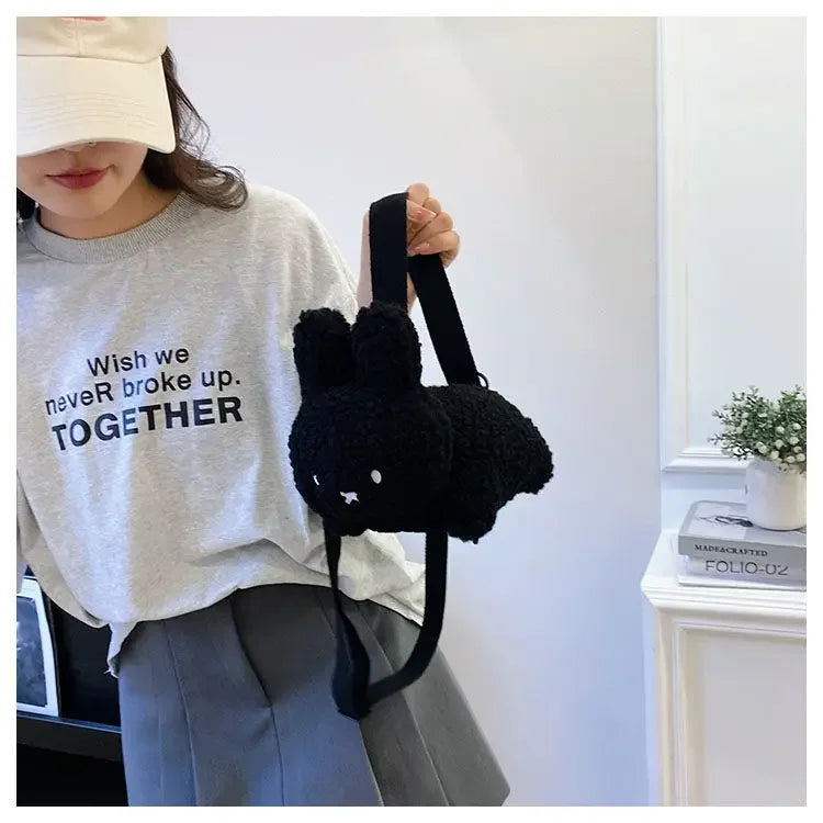 Kawaii Miffy Rabbit plush bag Doll Tote cartoon cute One shoulder Crossbody storage bag Birthday toy Christmas gift