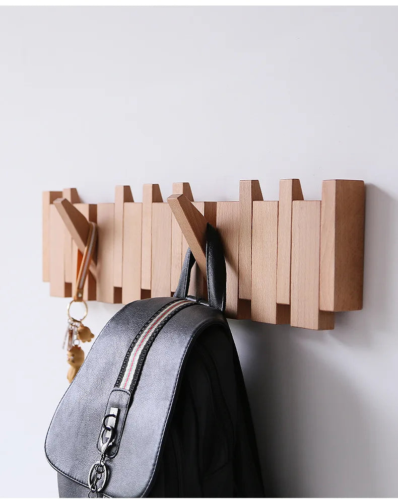 Walnut Coat Racks Wall Hanging Wall Entry Door Porch Hanging Coat Rack Perforated Solid Wood Creative Piano Keys Clothes Hook