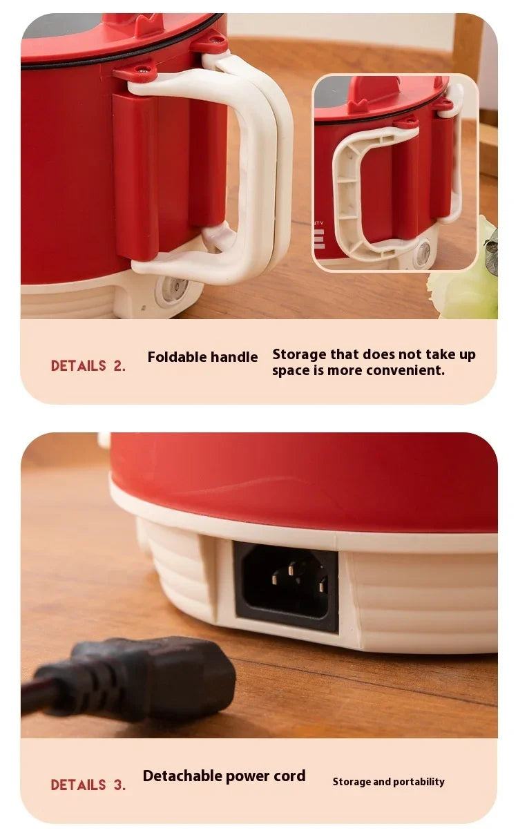 Portable Electric Heating Pot 1.5L Multi-purpose Cooker with Cover Automatic Temperature Control Fast Cooker for InstantNoodles