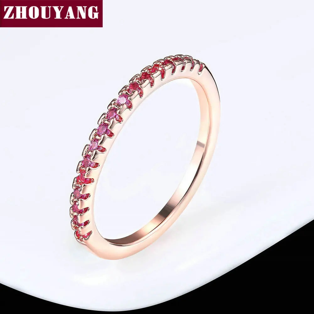 Dainty Wedding Ring For Women Man Concise Classical Multicolor Mini Zircon Rose Gold Color Fashion Jewelry R132 R133 ZHOUYANG