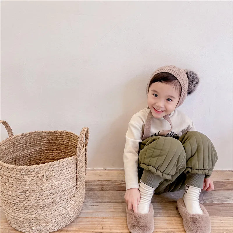 Children's Clothing From 2 To 7 Years Winter Kids Warm Cotton-Padded Trousers Baby Girls Thick Pants Toddler Boys Wear Clothes