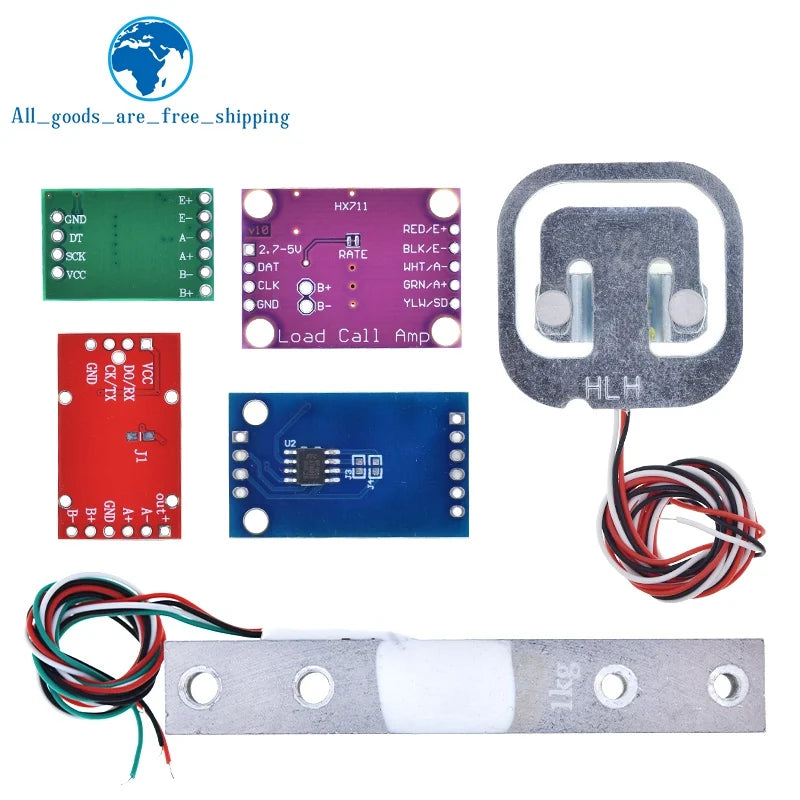 TZT Load Cell 1KG 5KG 10KG 20KG HX711 AD Module Weight Sensor Electronic Scale Aluminum Alloy Weighing Pressure Sensor