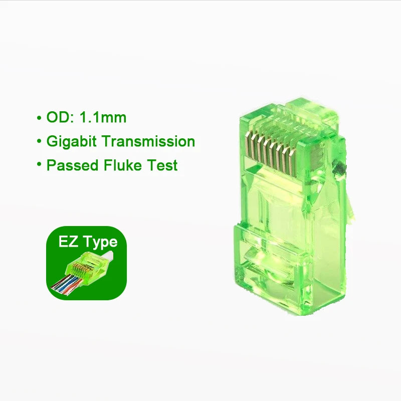 Linkwylan RJ45 Cat6 Pass Through Connectors Assorted Colors EZ to Crimp Modular Plug for Solid or Stranded UTP Network Cable