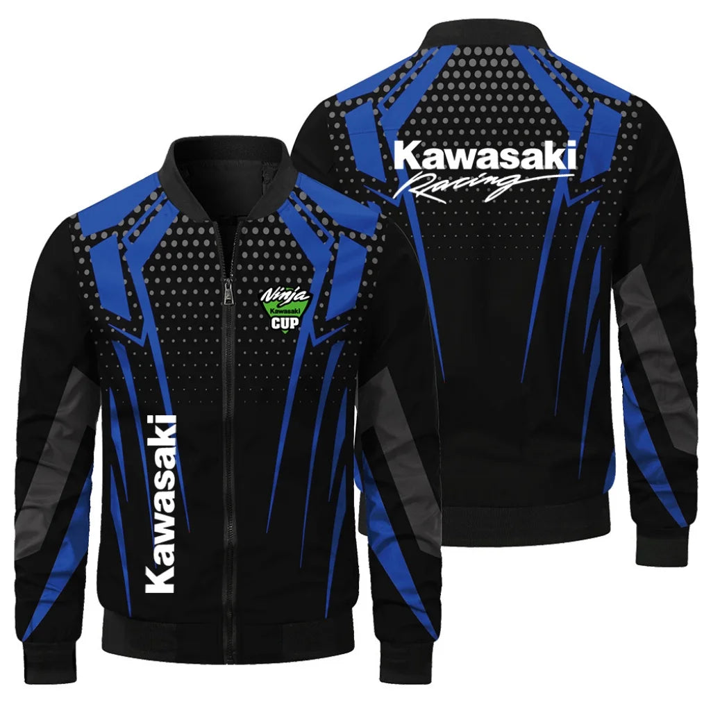 Kawasaki Racing Jacket Extreme Sports Kawasaki Men's Jacket Outdoor Oversized Sports Motorcycle Jacket Kawasaki Men's Top