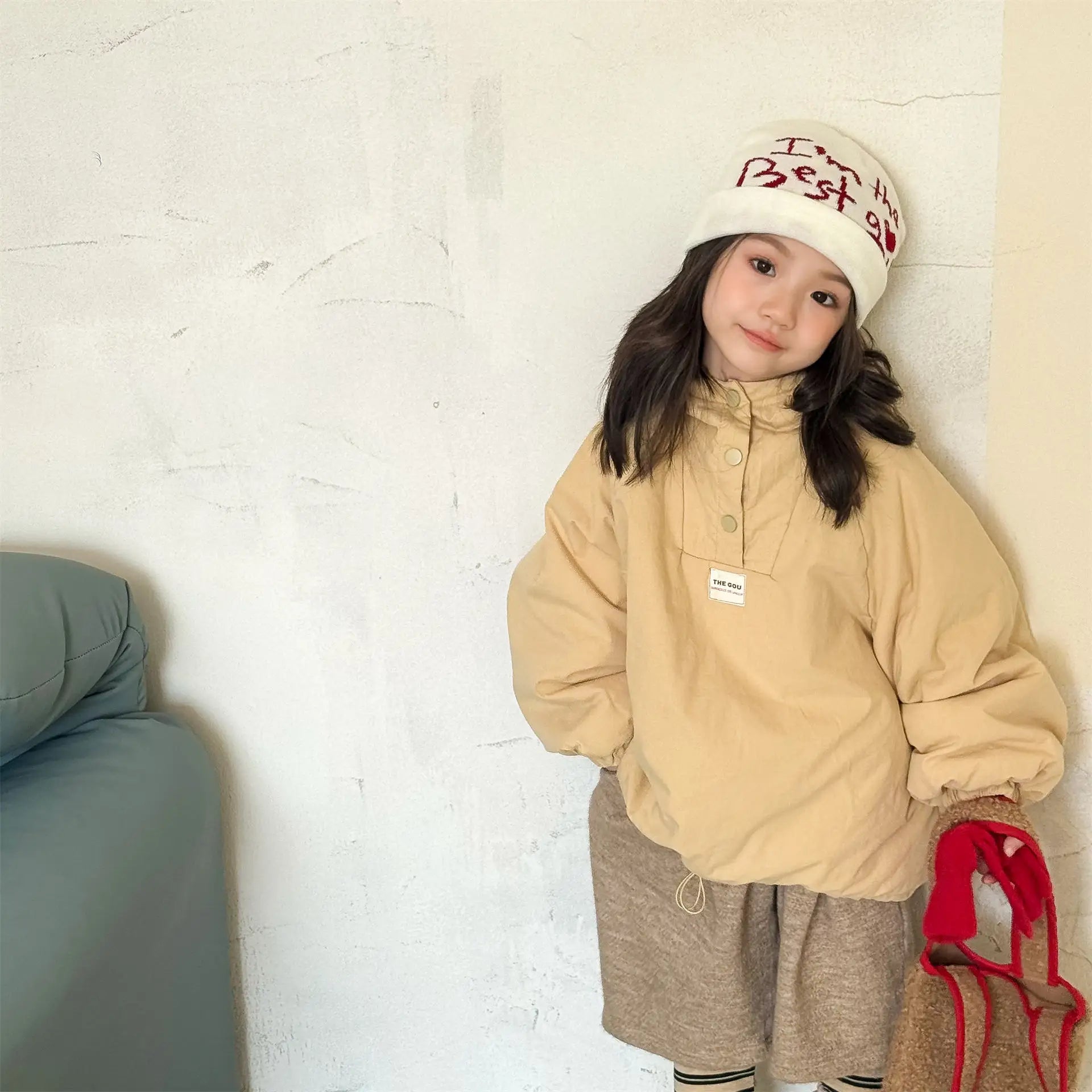 Cotton Clothes 2025 Autumn Winter New Childrens Clothing Korean Style Boys and Girls Fashion Pullover Hooded Cotton Clothes