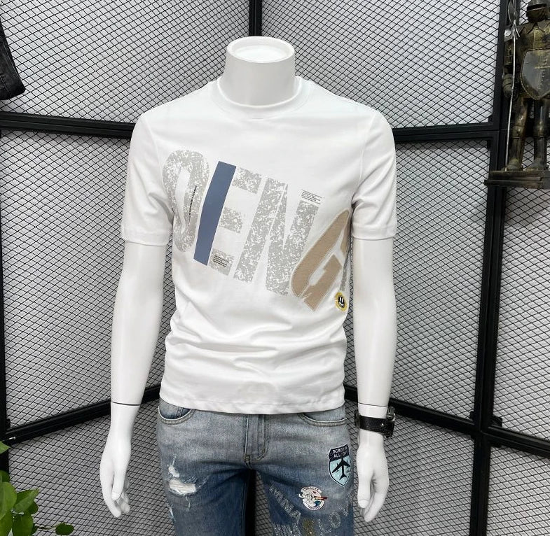 Clothing T Shirt For Men Wholesale Alphabet Man Tee Shirts Graphic Cotton Slim Fit Watercolor Streetwear Kpop Music Xl S Top