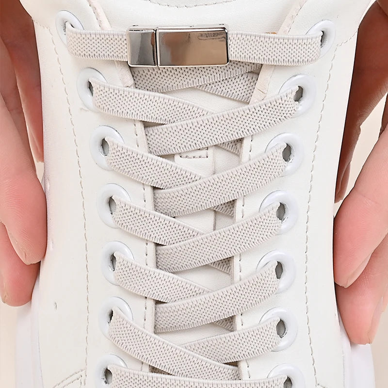 Magnetic Buckle No Tie Shoe Laces Elastic Shoelaces Without Ties Laces Sneaker Kids Adult Widened Flat Shoelace for Shoes
