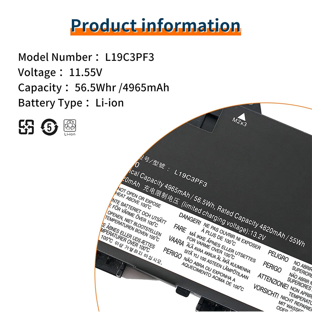 Laptop Battery L19M3PF3 L19C3PF3 For Lenovo IdeaPad 5-14ALC05 5-14ITL05 5-14ARE05 5B10W86936 11.1V 44.5WH 4060mAh