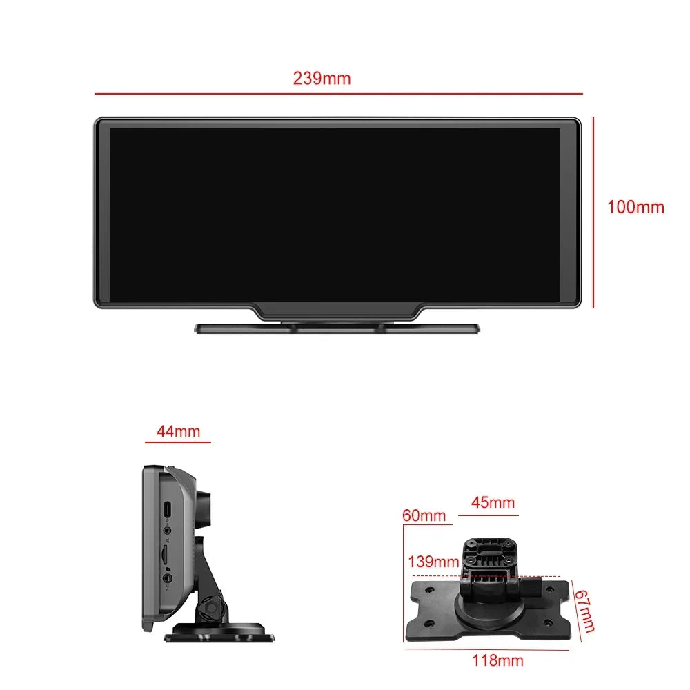 Srnubi 10.26" Dash Cam Rearview Wireless Carplay & Android Aut 4K DVR Navigation Player Dual Len Recorder Dashboard  WIFI 5.0BT