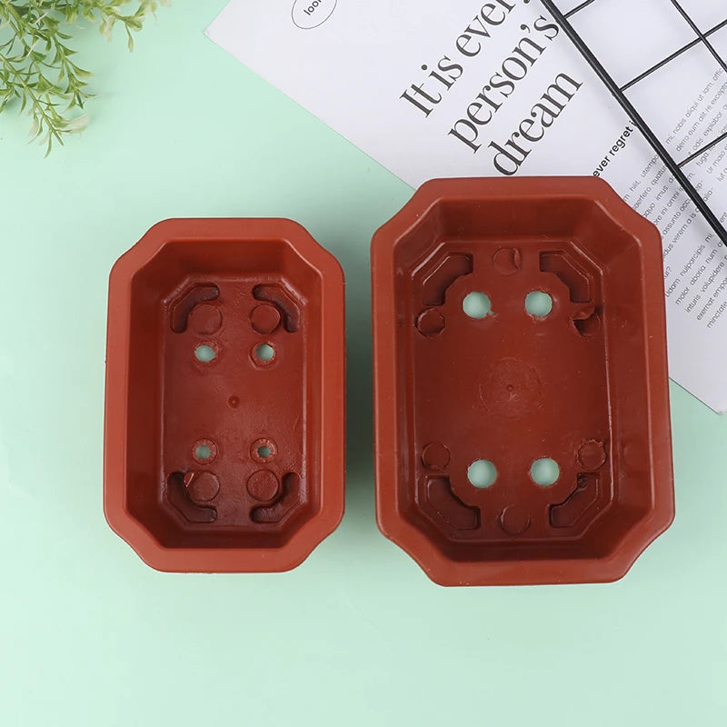 1pc Bonsai Pots Vintage Plastic Bonsai Plants Growing Pot Rectangular Classical Bonsai Pot Cactus Pot Flower Pot Gardening Pot