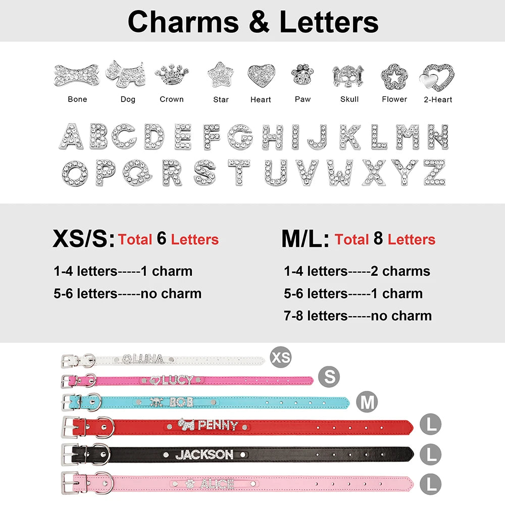 Bling Rhinestone Puppy Dog Collars Personalized Small Dogs Chihuahua Collar Custom Necklace Free Name Charms Pet Accessories