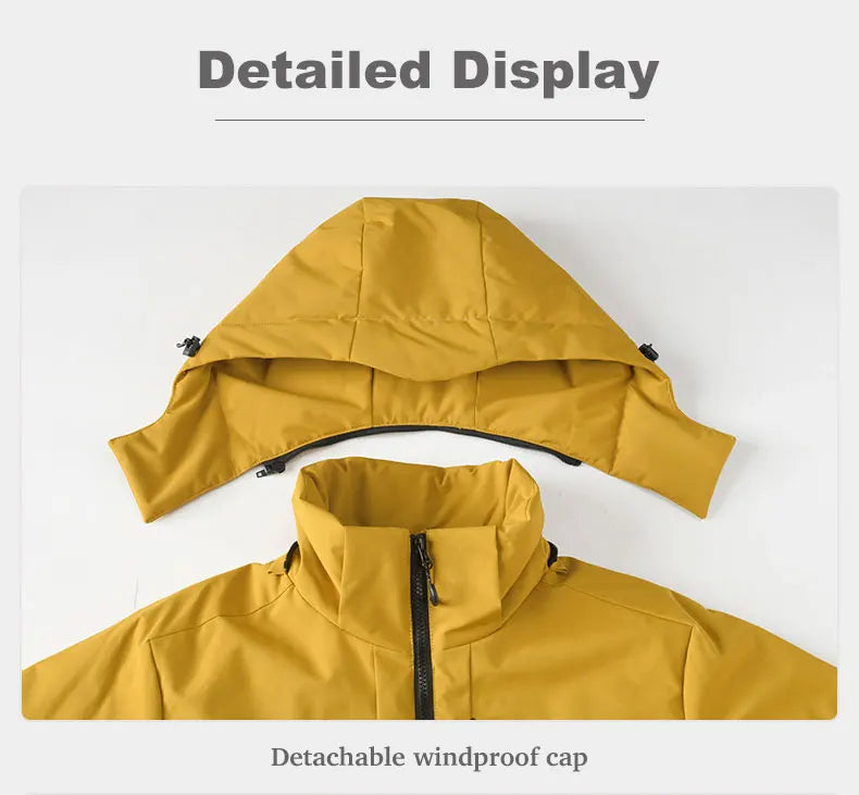 JNLN Unisex Waterproof Fleece Jackets Winter Windproof Thermal Windbreaker Men Women Hiking Camping Skiing Climbing Raincoat