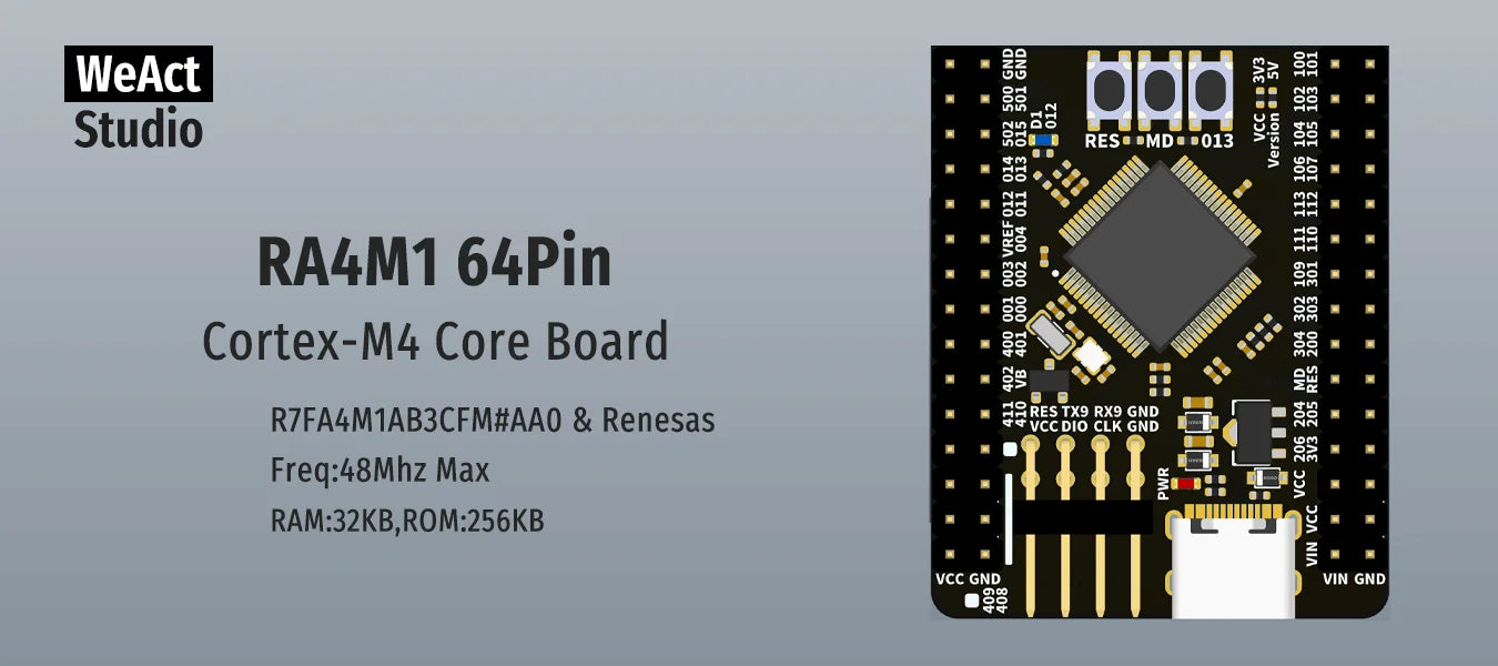 WeAct RA4M1 Renesas R7FA4M1AB3CFM#AA0 R7FA4M1 R7FA4M1AB3CFM Core Board Demo Board
