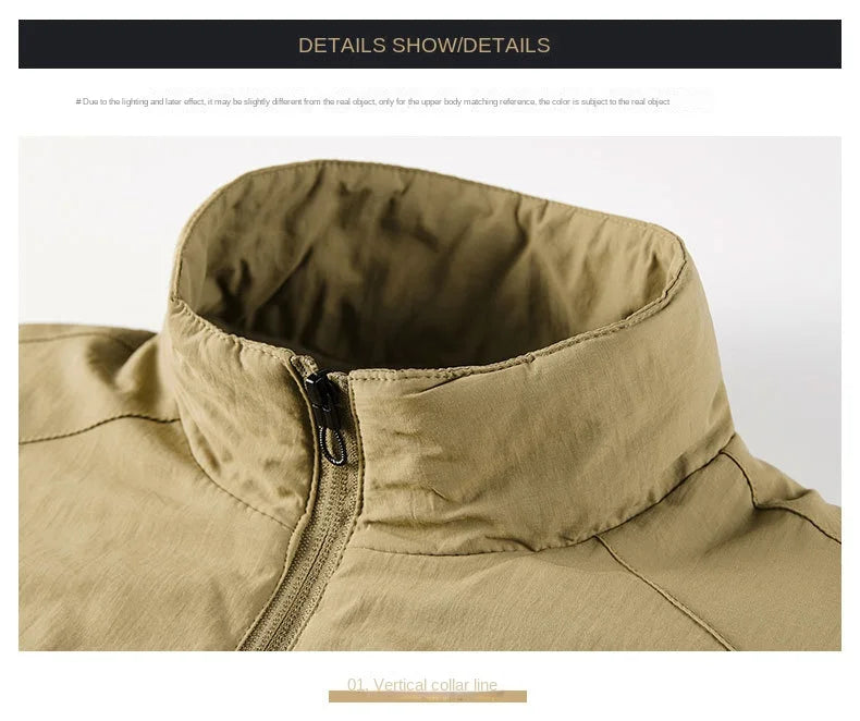 Jeep Spirit Men's Jacket for Spring and Autumn Leisure Stand Collar Fashion Warm Windproof Solid Color Coat