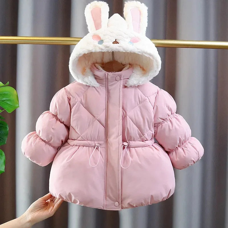 Winter clothing, children's fashionable cotton jacket with plush and thick cotton clothing, baby and girl's cotton clothing