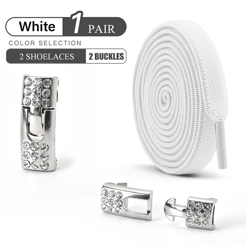 No Tie Shoe Laces Diamond Buckle Elastic Laces Shoelaces Sneaker Kids Adult Shoelace Suitable For Sports Casual Shoes Boots