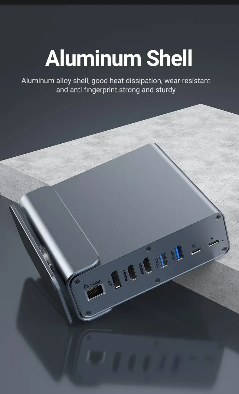 15 in 1 USB C Docking Station 4K HD Vertical Hub with Triple Monitor RJ45 1000M,USB 3.0/2.0,PD 3.0,SD/TF,Audio 3.5 for Laptop PC