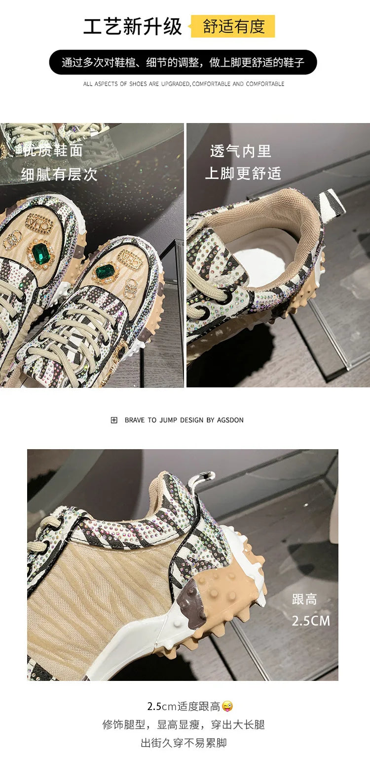 2025 Women Shoes New Rhinestone Women Sneakser Diamond Breathable Casual Designer Sneakers for Women Tenis Shose