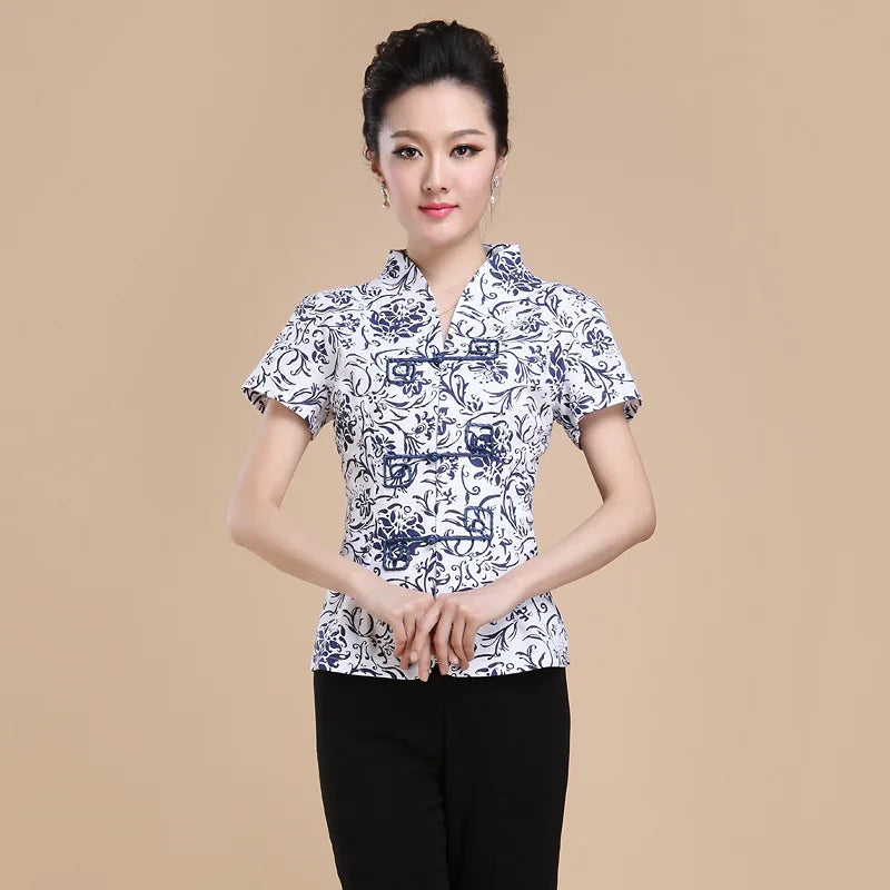 Traditional Chinese Clothing for Women Clothes Qipao Tops Cheongsam Hanfu Ethnic Style Vintage Casual Streetwear Summer