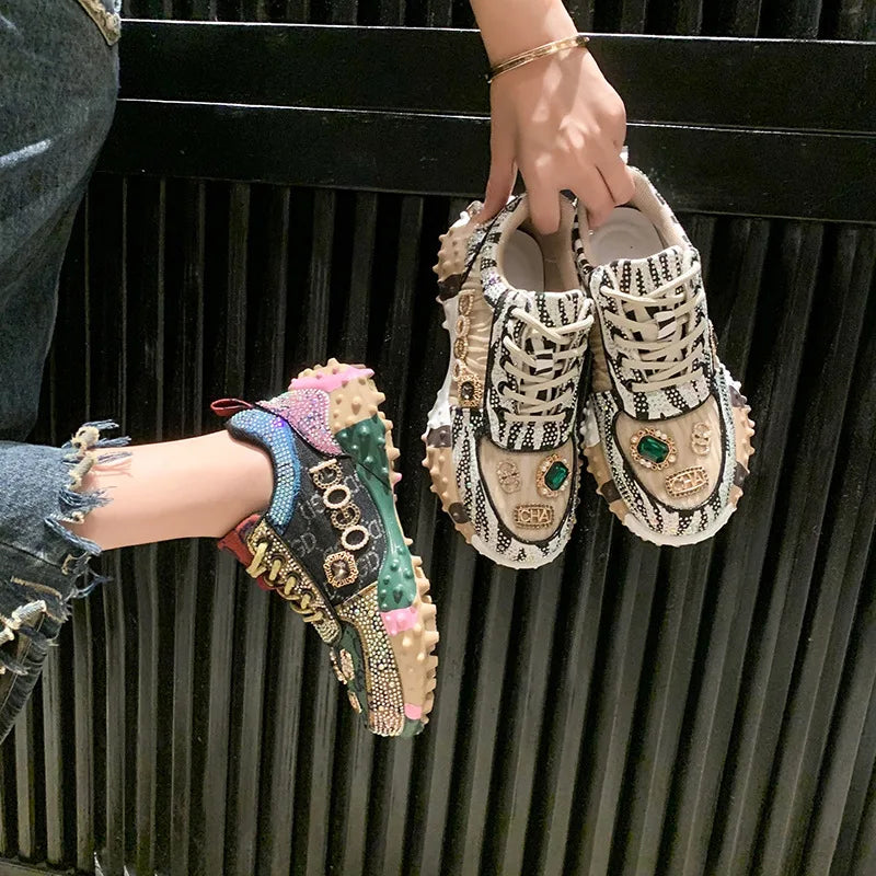 2025 Women Shoes New Rhinestone Women Sneakser Diamond Breathable Casual Designer Sneakers for Women Tenis Shose